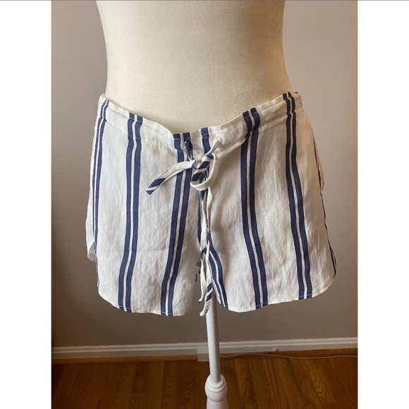 John Galt Brandy Melville navy blue and white stripped summer shorts - Picture 1 of 4